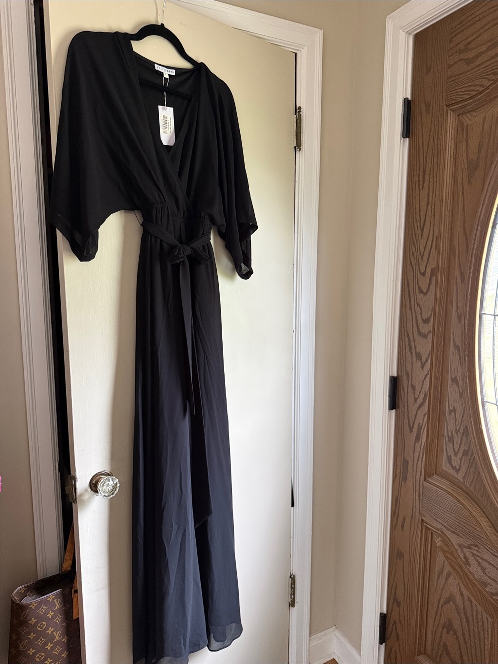 Baltic Born Black Wrap Maxi Dress with Tie Waist